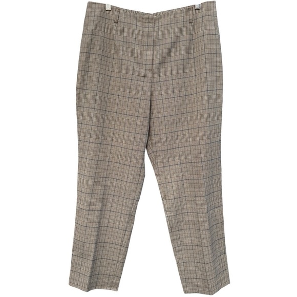 Talbots Petites Size 12P Brown Glen Plaid Stretch Pants Trousers - Picture 1 of 6